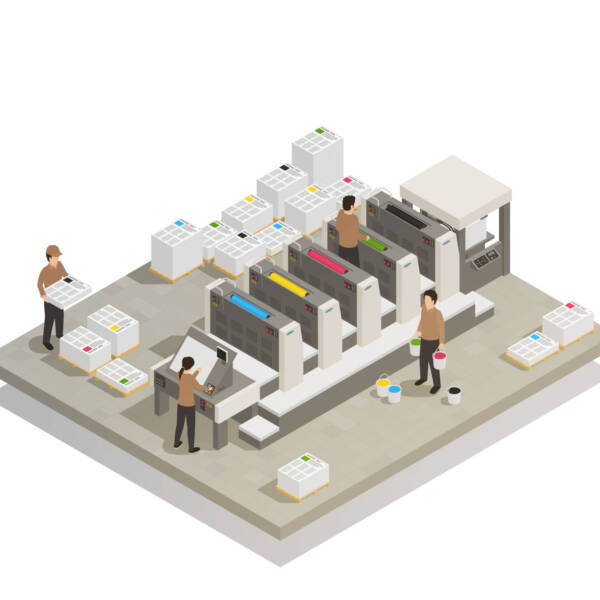 Printing Production Process Isometric Composition