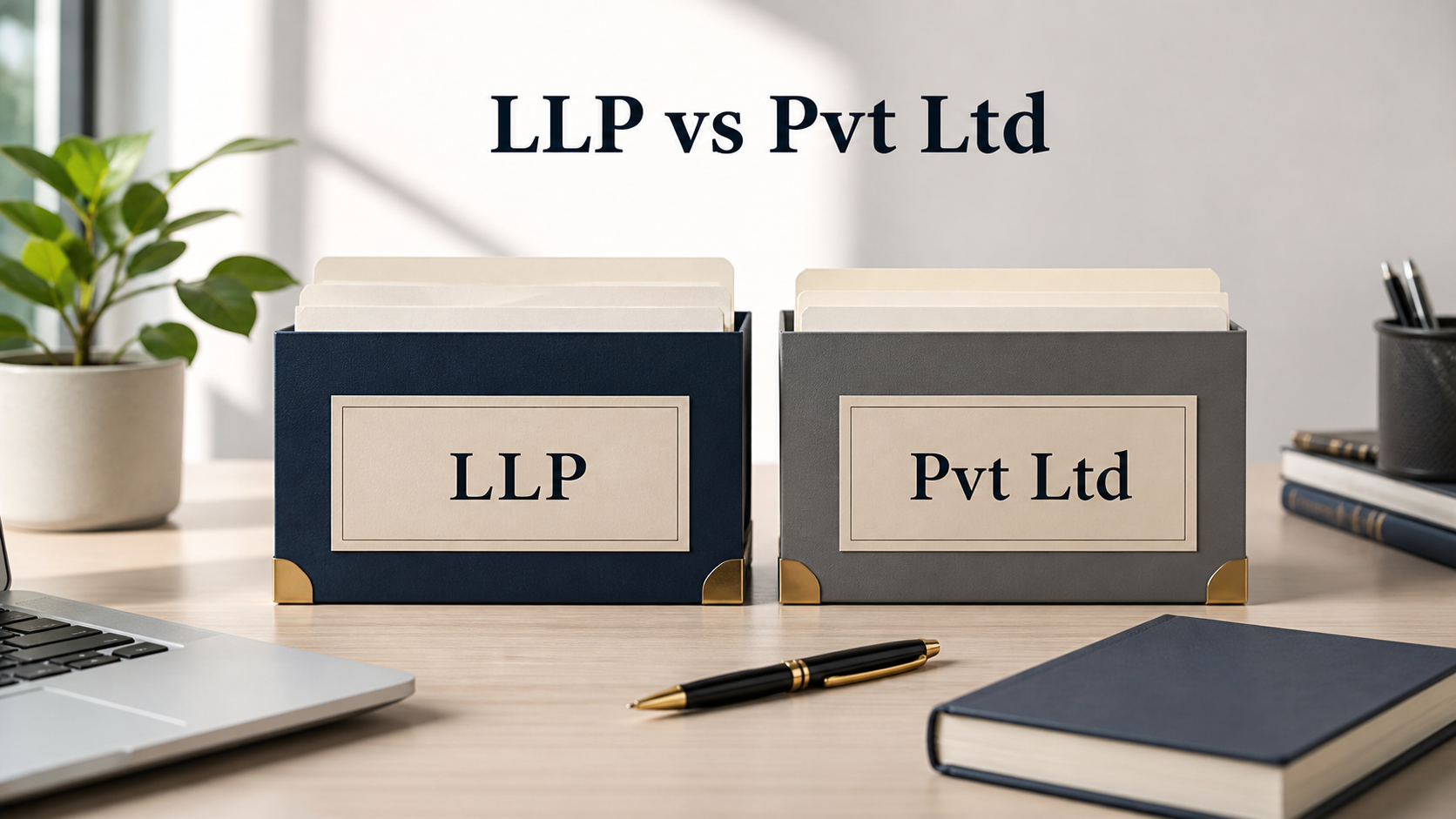 Llp vs Pvt ltd. Which one is better? 1 LLP vs Pvt Ltd comparison image showing two business structures side by side with simple icons and a clean corporate design.