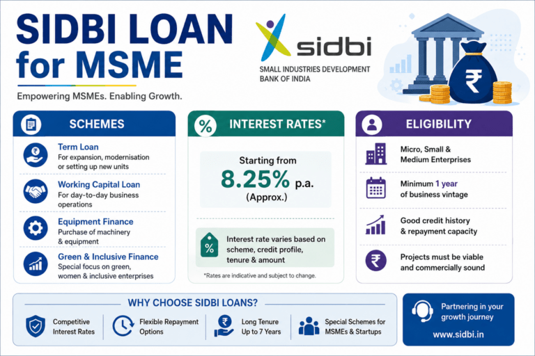 SIDBI Loan for MSME—Schemes, Interest Rates, Eligibility