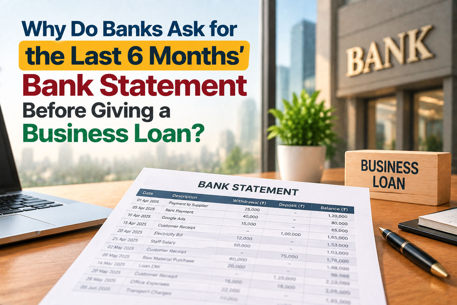 Read more about the article Why Do Banks Ask for the Last 6 Months’ Bank Statement Before Giving a Business Loan?