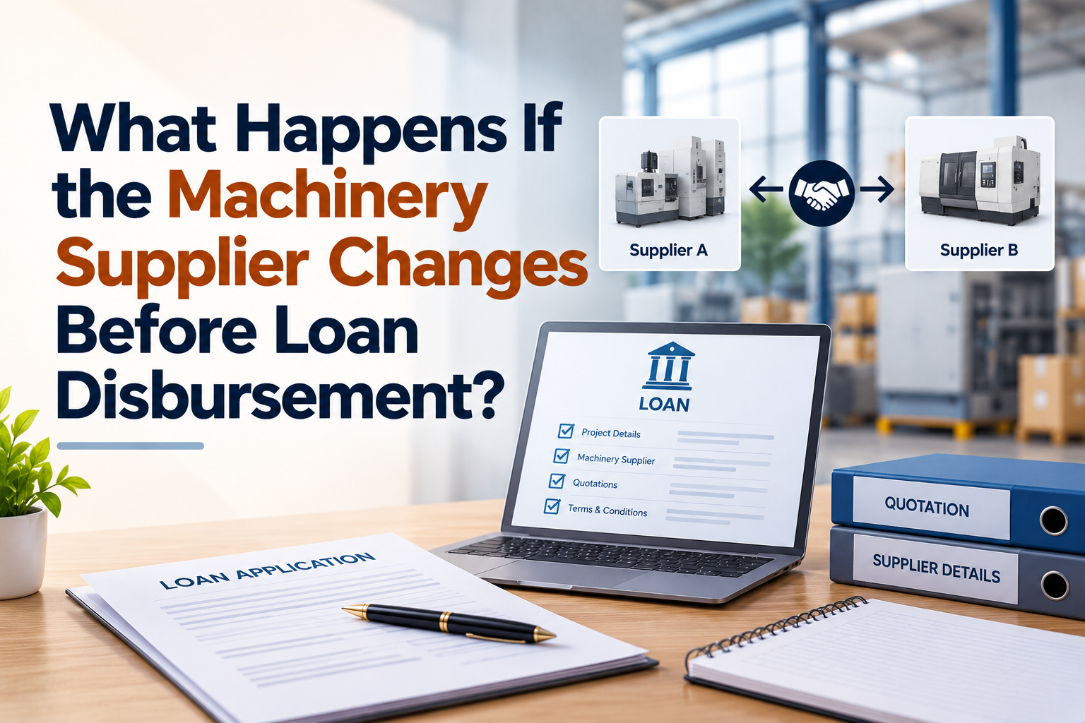 What Happens If the Machinery Supplier Changes Before Loan Disbursement?