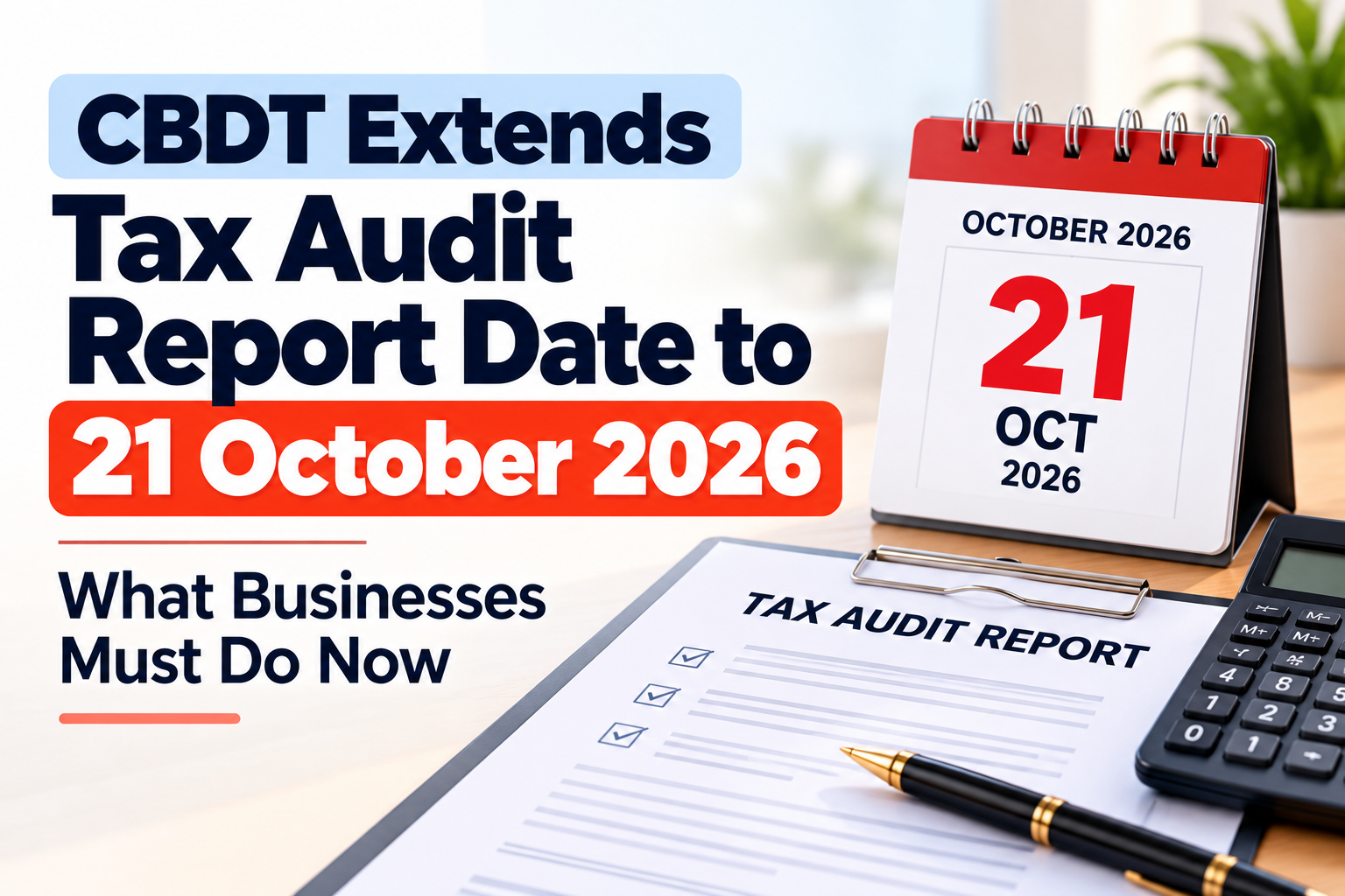 CBDT Extends Tax Audit Report Date to 21 October 2026: What Businesses Must Do Now